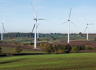 Wind turbines in farmland