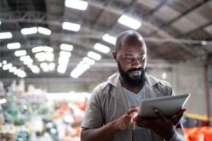 Colleagues looking at a tablet