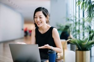 Woman on virtual call