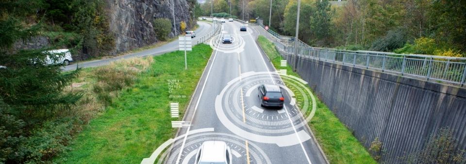 Vehicles driving on road