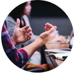 hands explaining in meeting