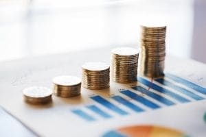 Coins on table