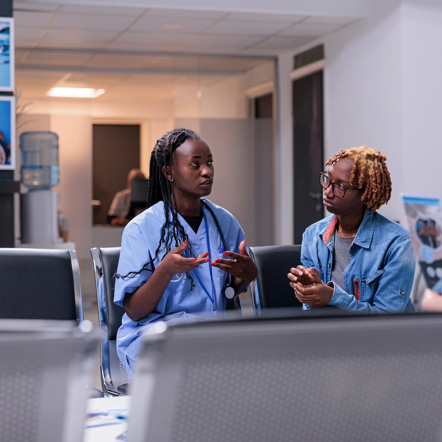 doctors discussing at table