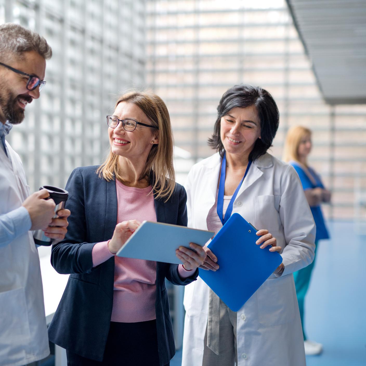 Colleagues discussing in an office