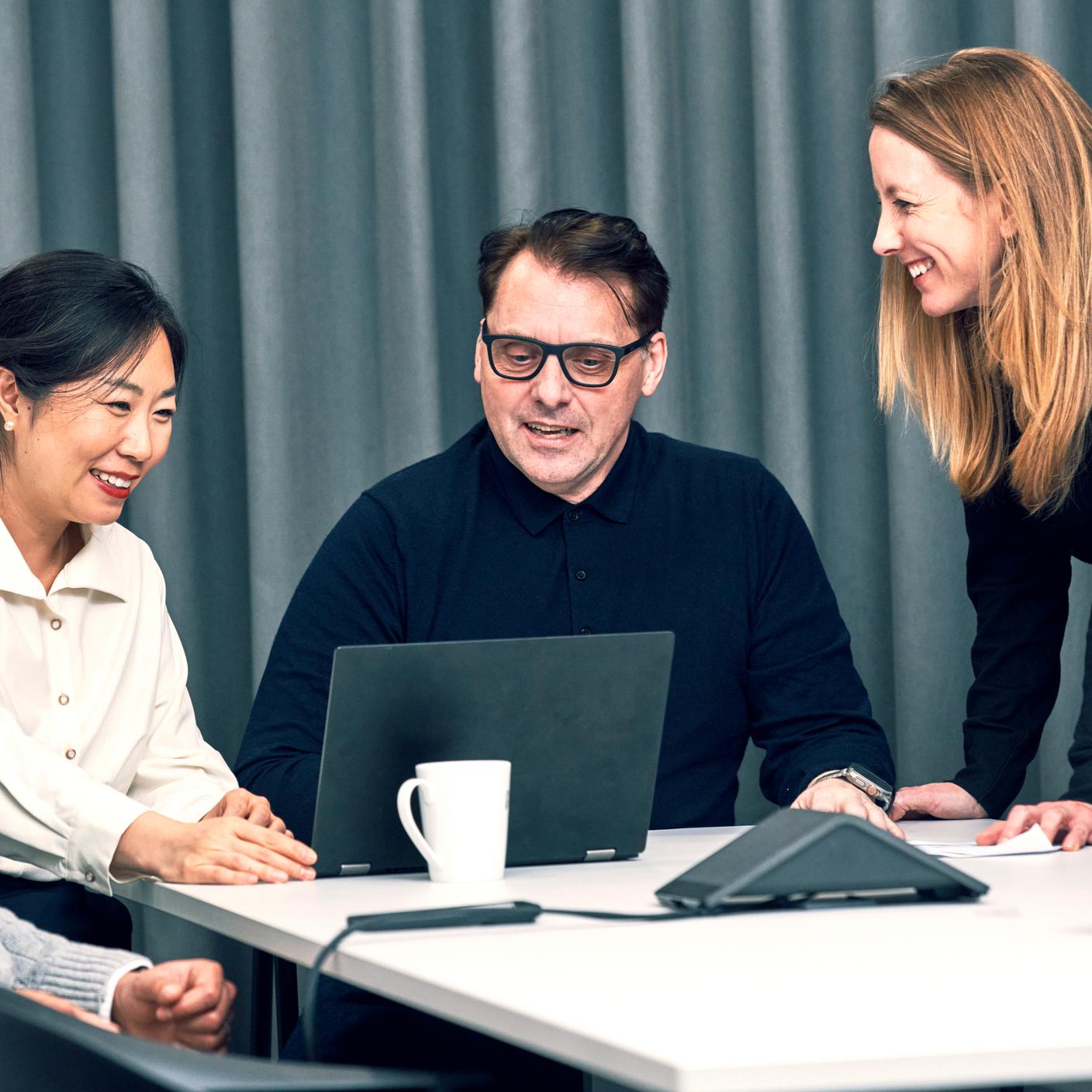 Business people talking on office floor