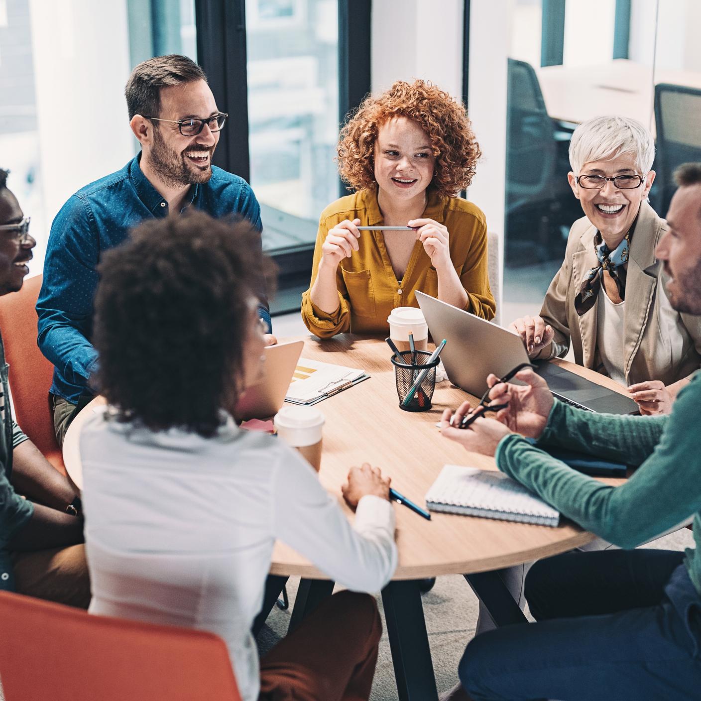 Diverse group of business people having a meeting