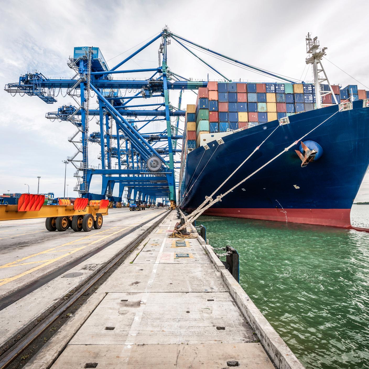 Container ship in Port Klang, Malaysia