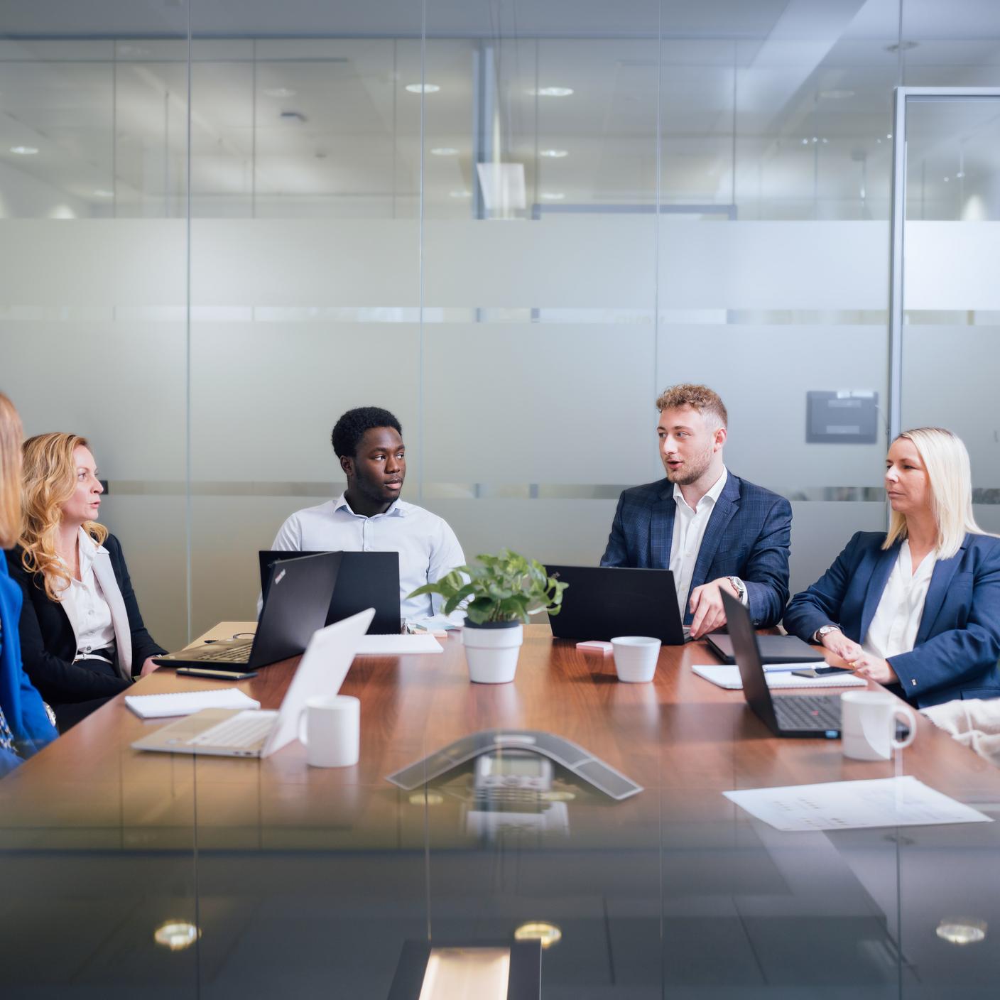 Employees in a meeting room