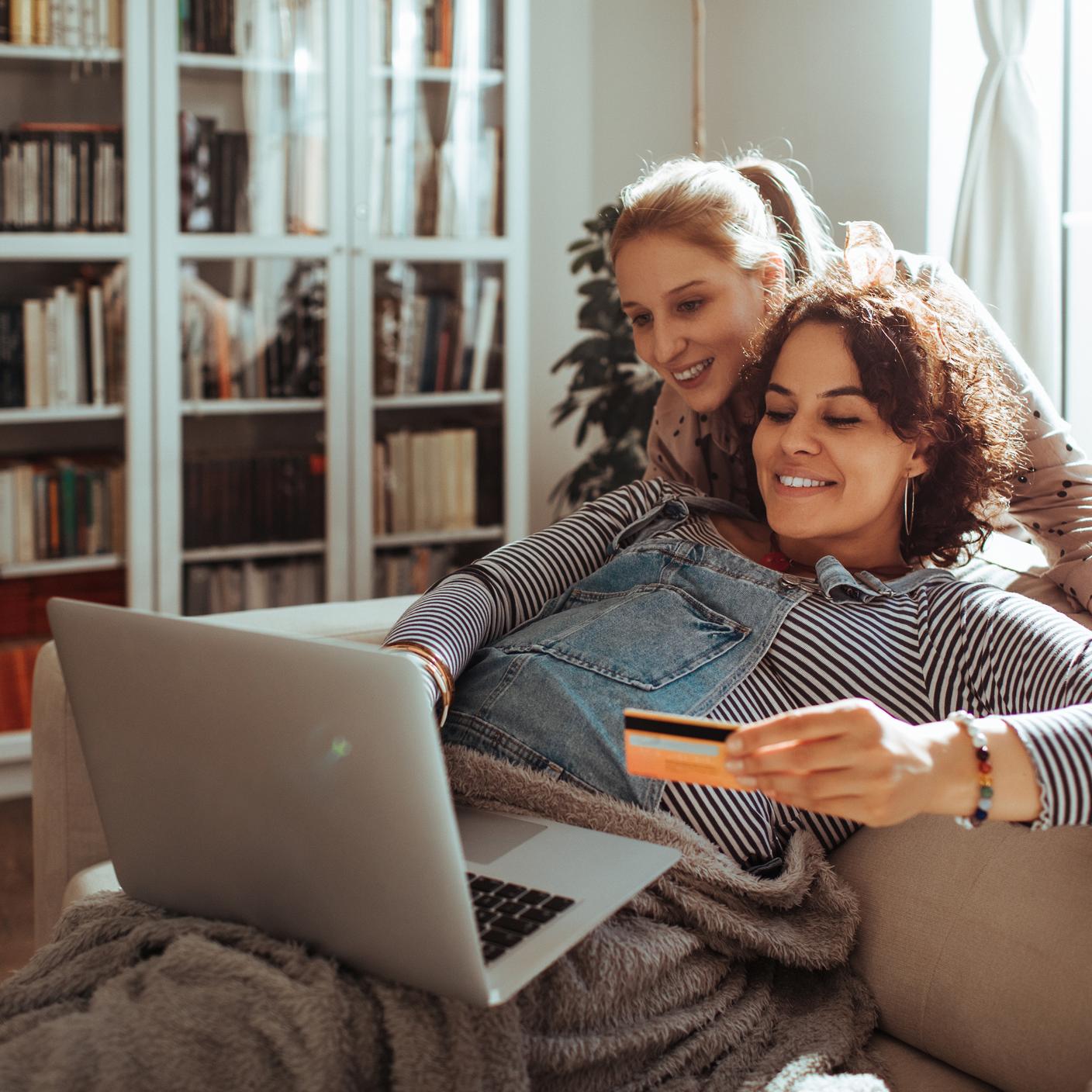 Women doing online shopping on their laptop