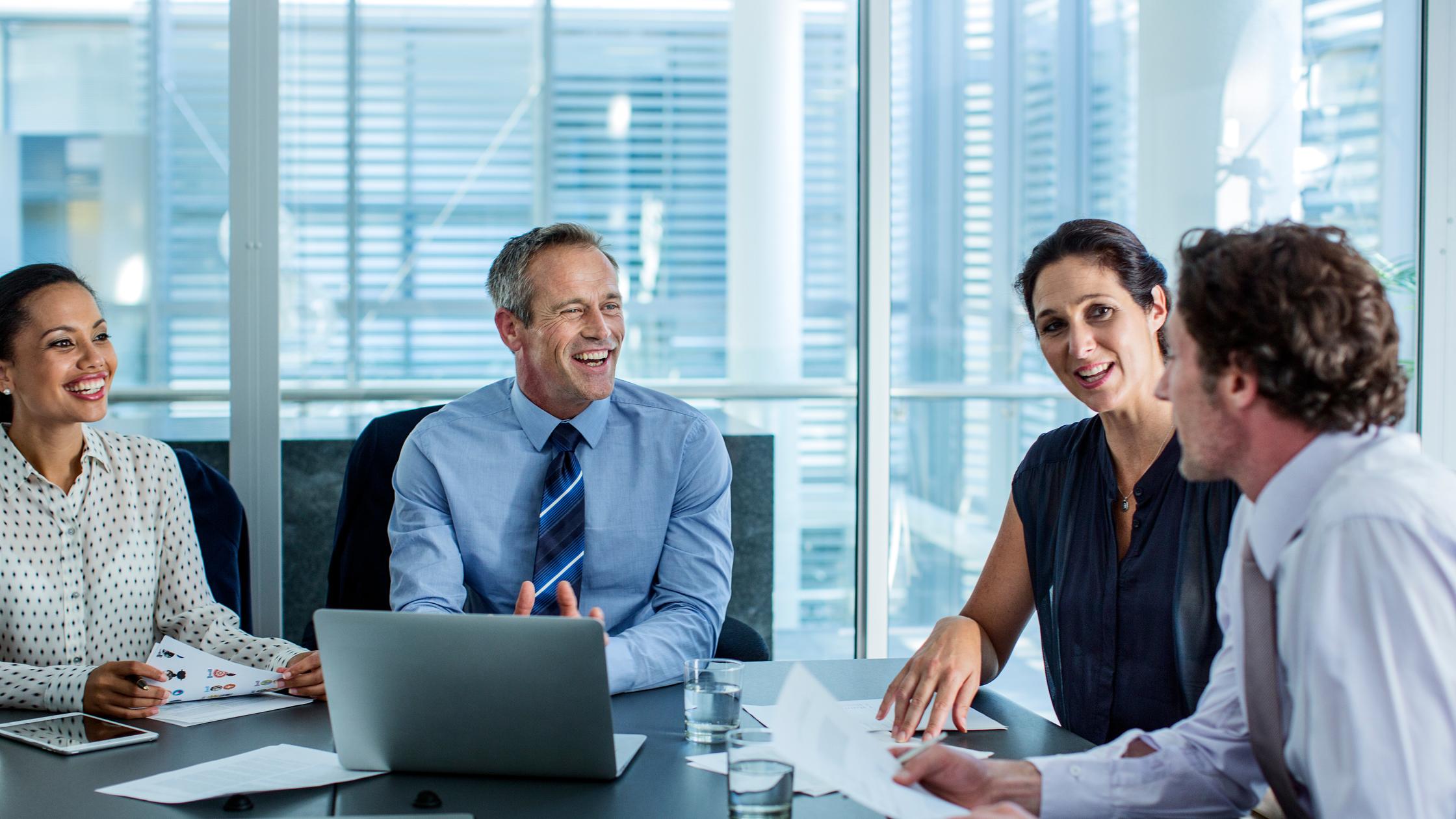 business men and women in meeting